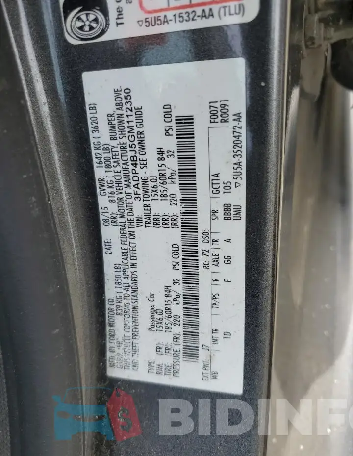 3FADP4BJ5GM112350 Photo# 12