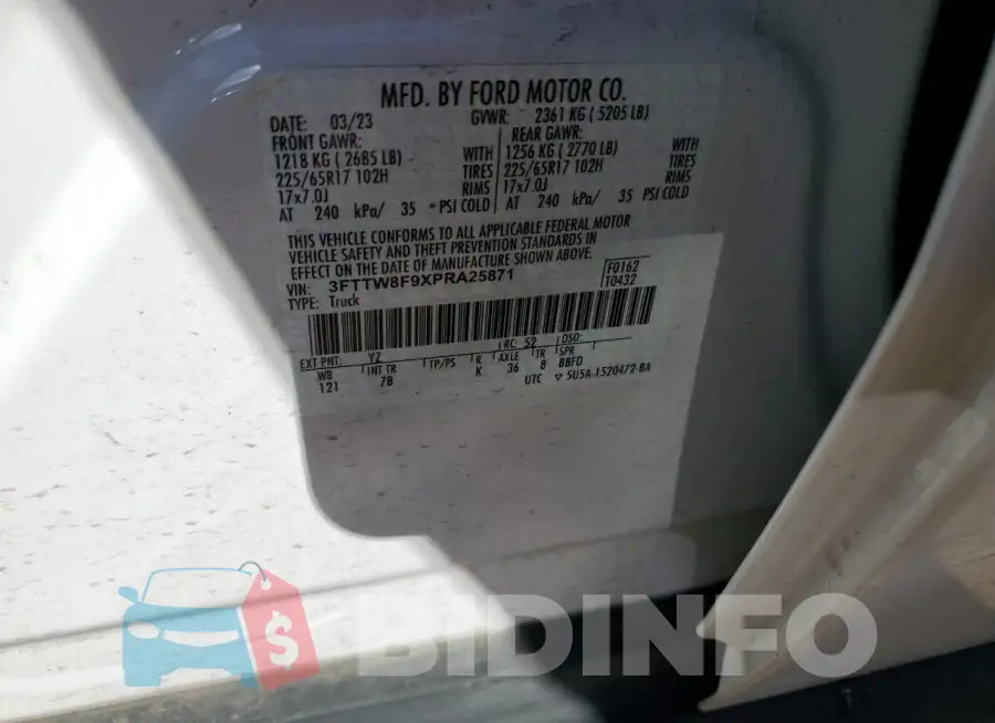 3FTTW8F9XPRA25871 Photo# 12