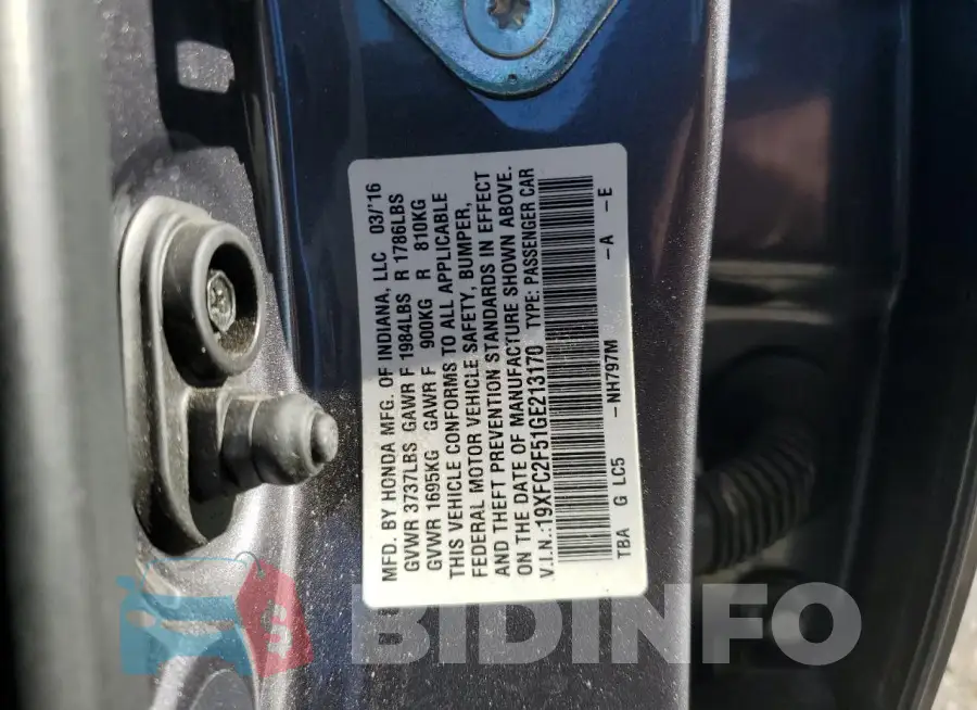 19XFC2F51GE213170 Photo# 12