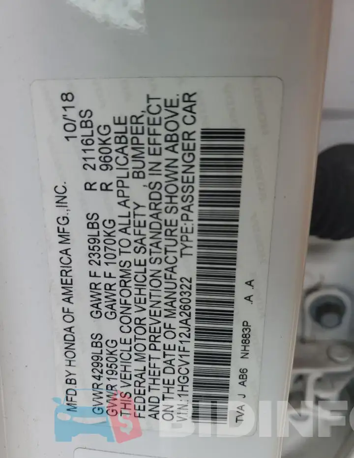 1HGCV1F12JA260322 Photo# 12