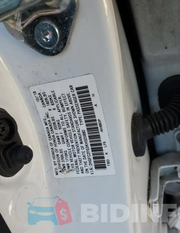 2HGFC2F63KH505880 Photo# 12