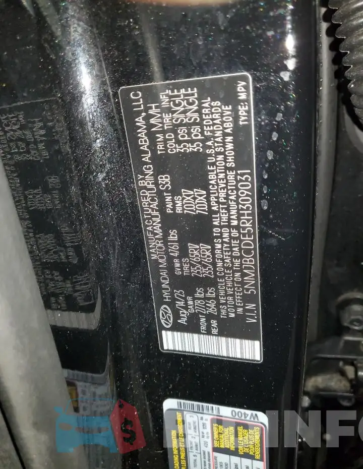 5NMJBCDE5RH309031 Photo# 14