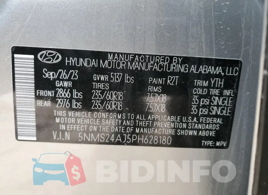 5NMS24AJ5PH628180 Photo# 13