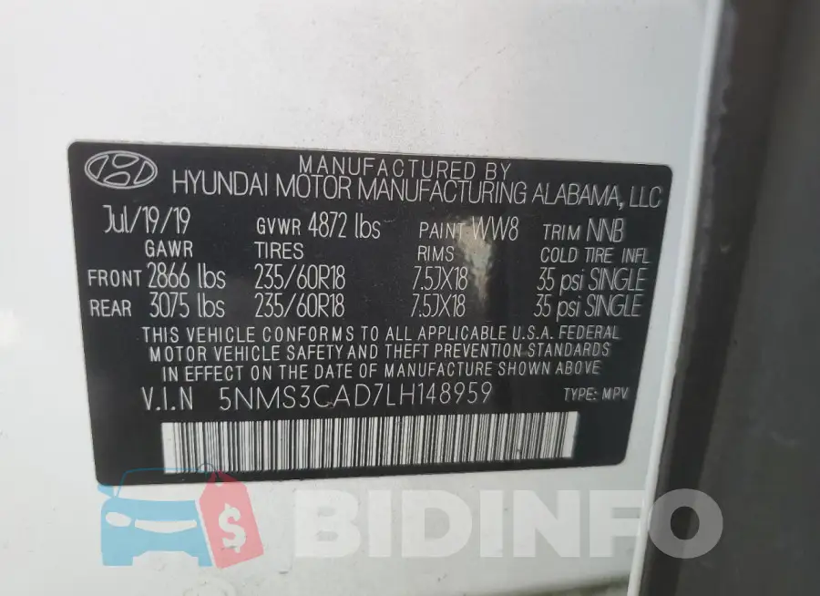 5NMS3CAD7LH148959 Photo# 13