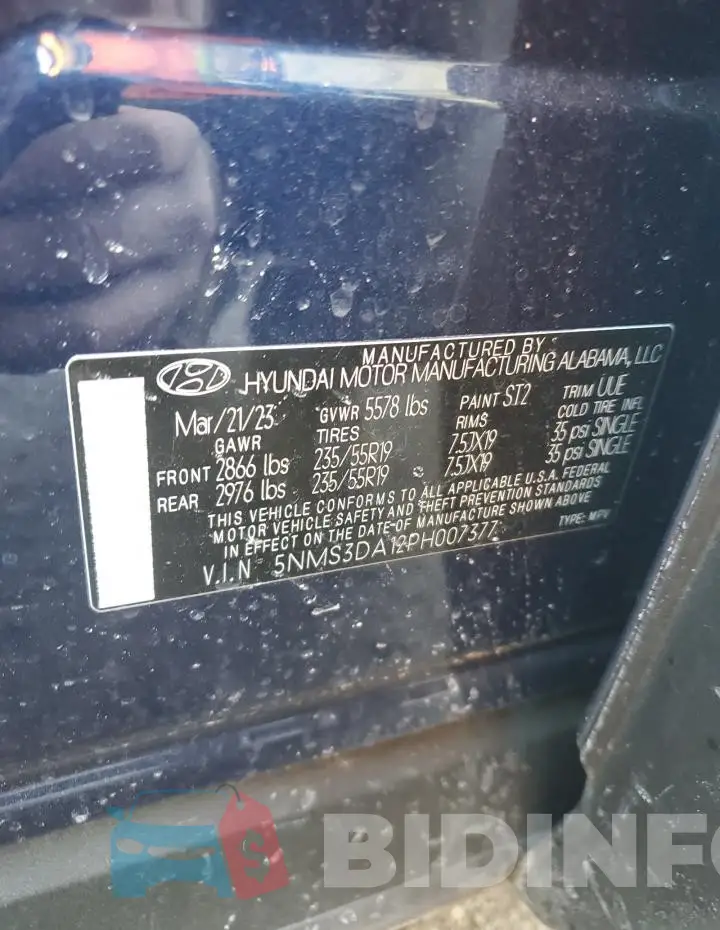 5NMS3DA12PH007377 Photo# 12