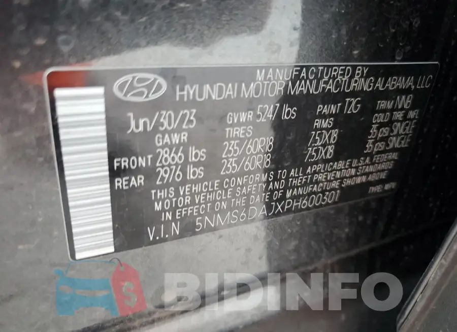 5NMS6DAJXPH600301 Photo# 13