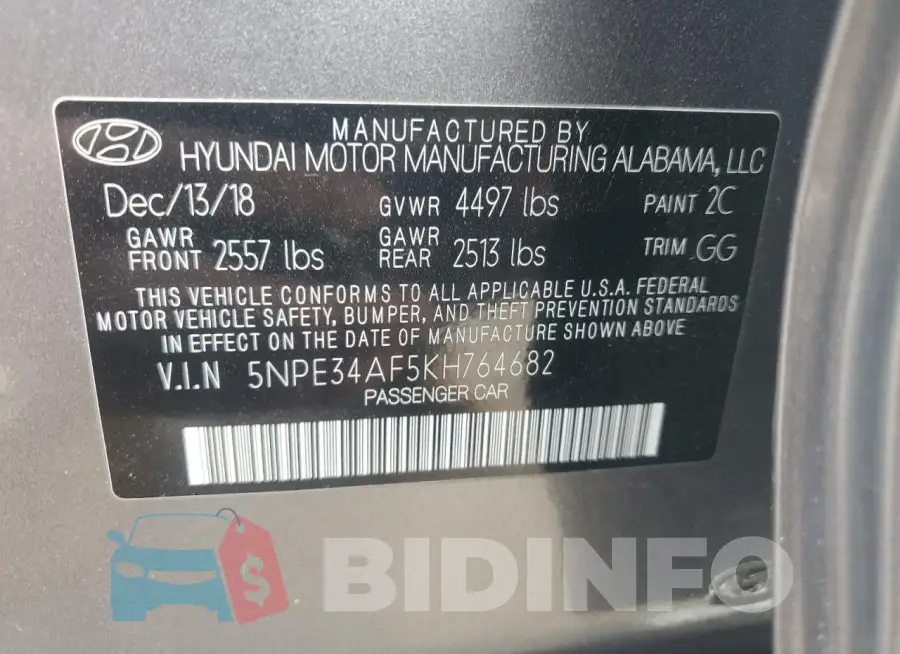 5NPE34AF5KH764682 Photo# 12