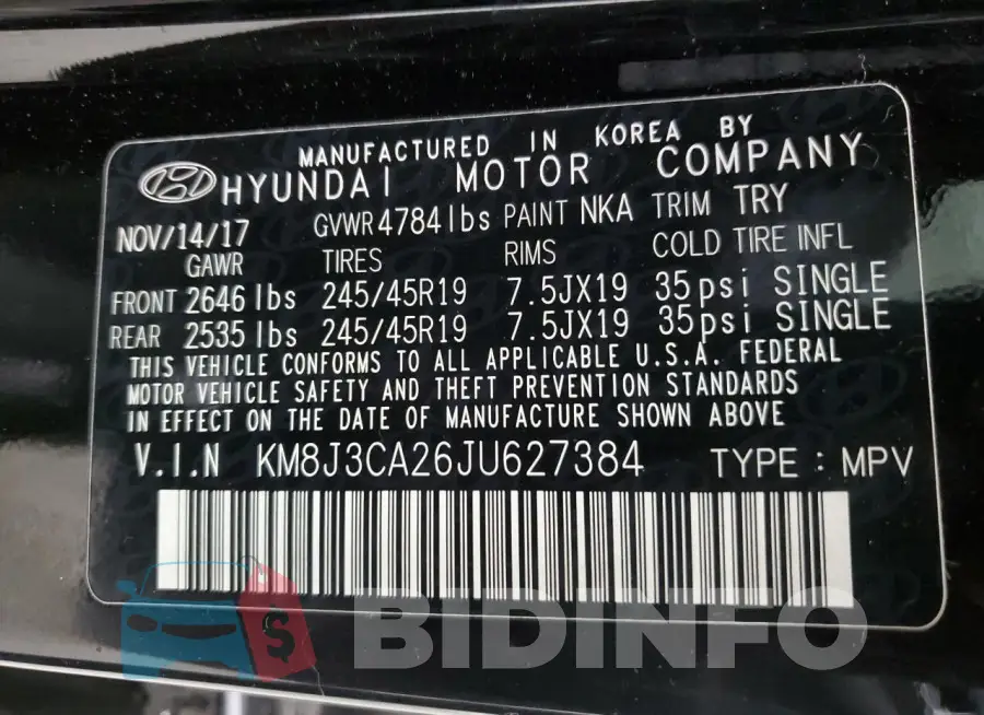 KM8J3CA26JU627384 Photo# 13