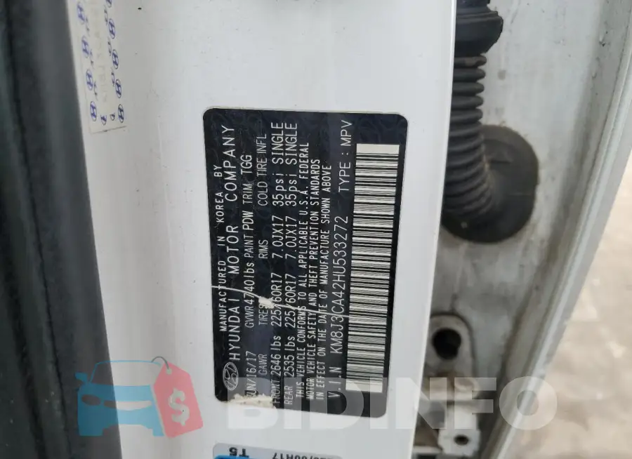 KM8J3CA42HU533272 Photo# 12