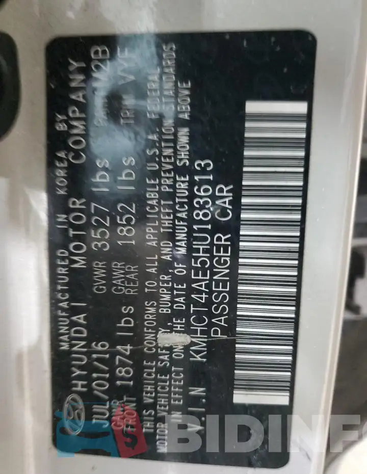 KMHCT4AE5HU183613 Photo# 12