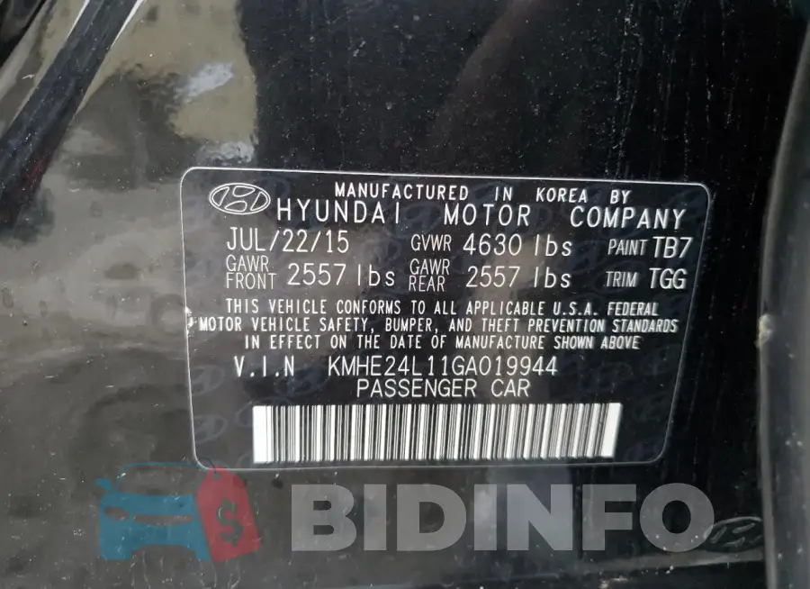 KMHE24L11GA019944 Photo# 13
