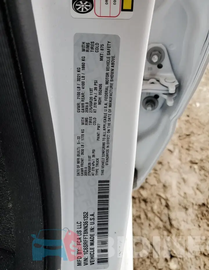 1C6SRFFT8NN361352 Photo# 12