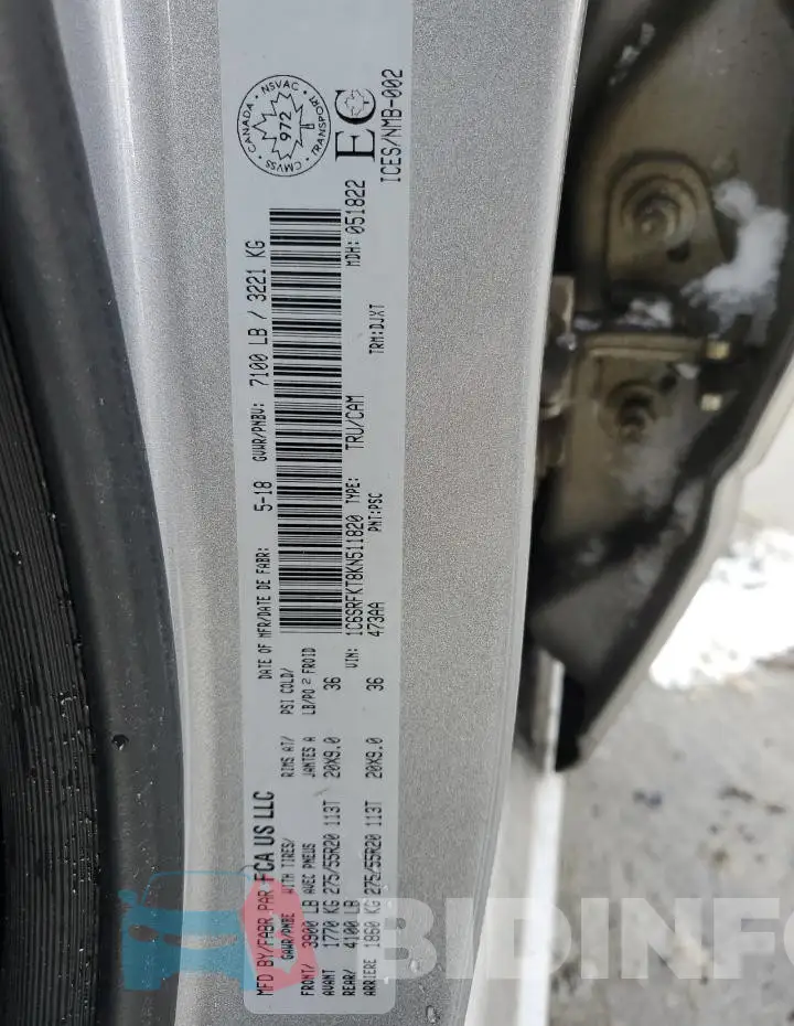 1C6SRFKT8KN511820 Photo# 13