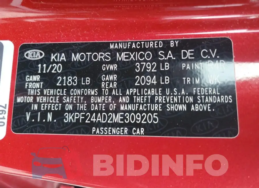 3KPF24AD2ME309205 Photo# 12
