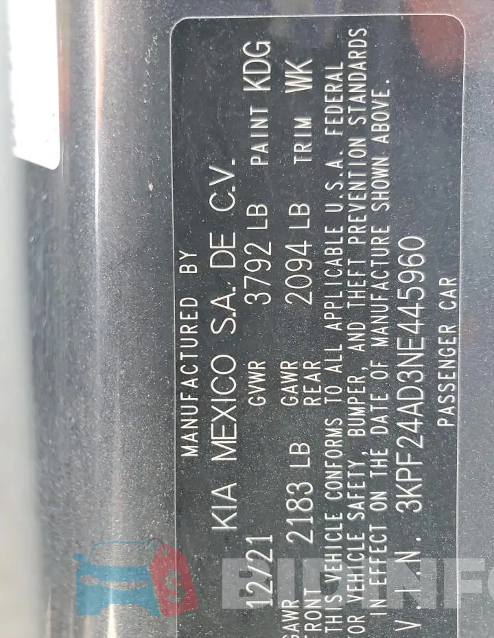3KPF24AD3NE445960 Photo# 12