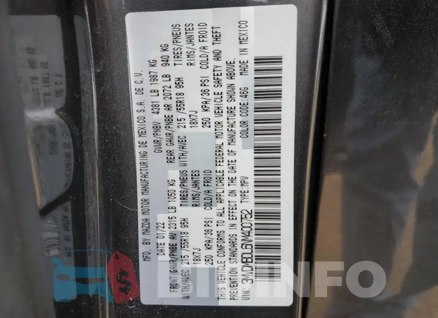 3MVDMBDL6NM400752 Photo# 13