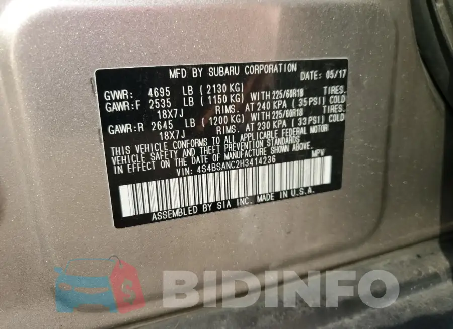 4S4BSANC2H3414236 Photo# 13