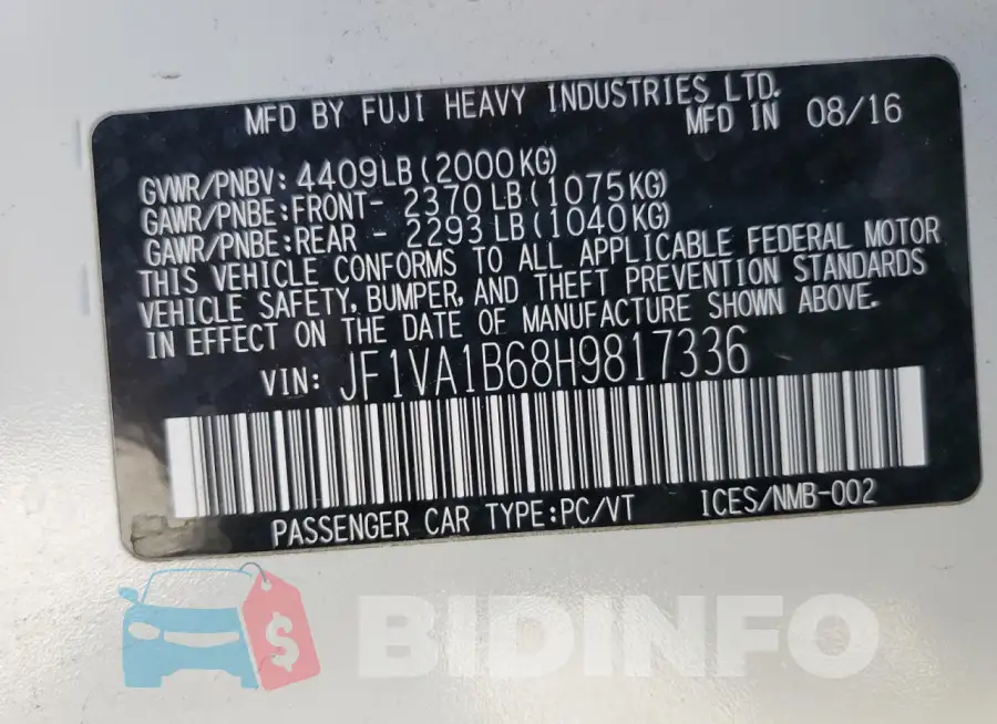 JF1VA1B68H9817336 Photo# 13