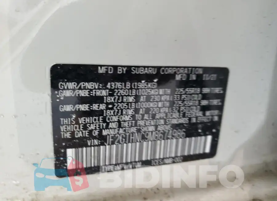 JF2GTHNC9M8674986 Photo# 13