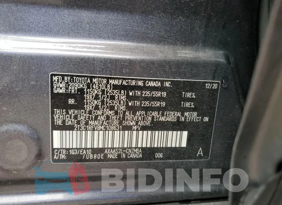 2T3C1RFV8MC108631 Photo# 14