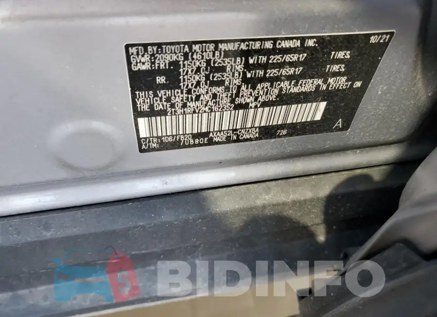2T3H1RFV2MC162352 Photo# 13