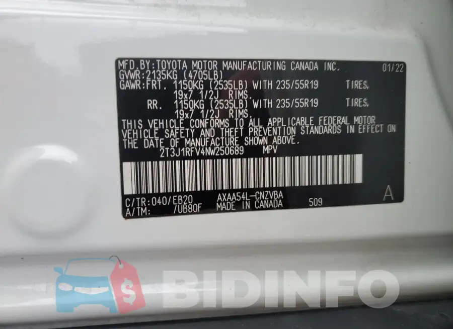 2T3J1RFV4NW250689 Photo# 12