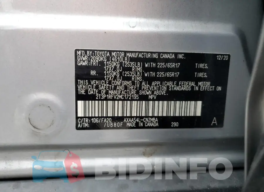 2T3P1RFV2MC172195 Photo# 13