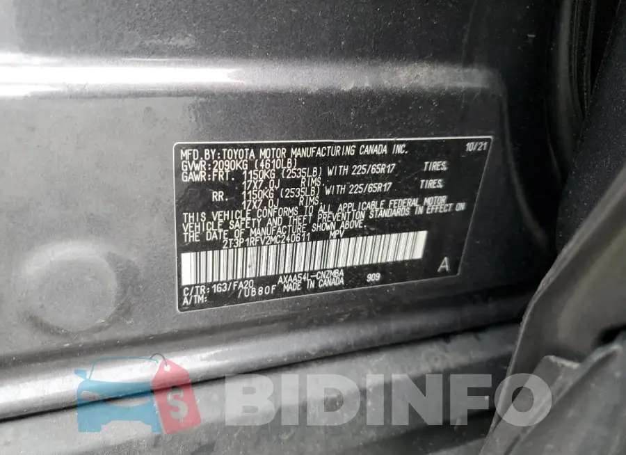 2T3P1RFV2MC240611 Photo# 13