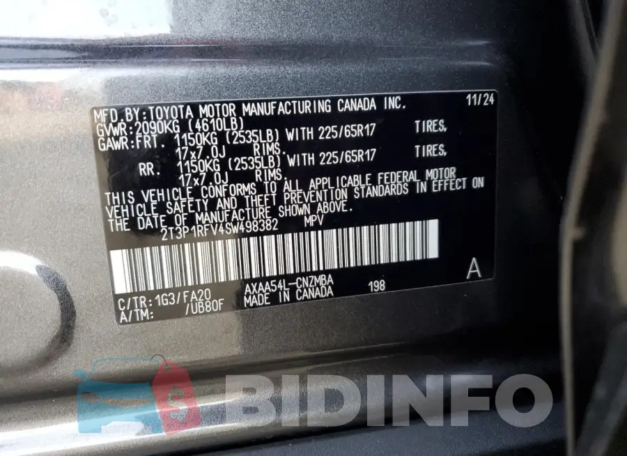 2T3P1RFV4SW498382 Photo# 13