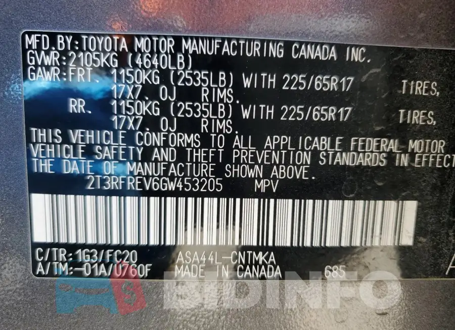 2T3RFREV6GW453205 Photo# 13