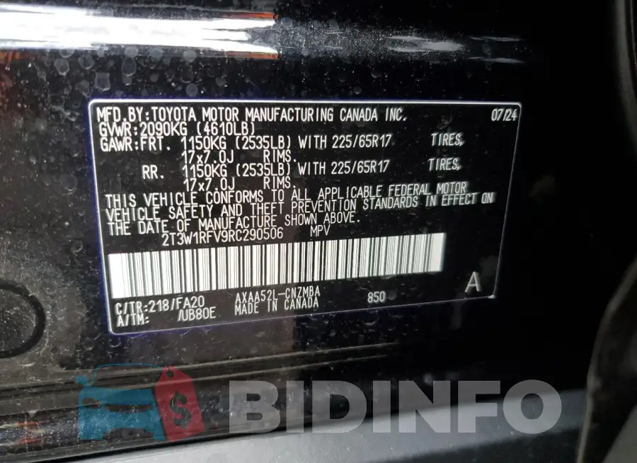 2T3W1RFV9RC290506 Photo# 12