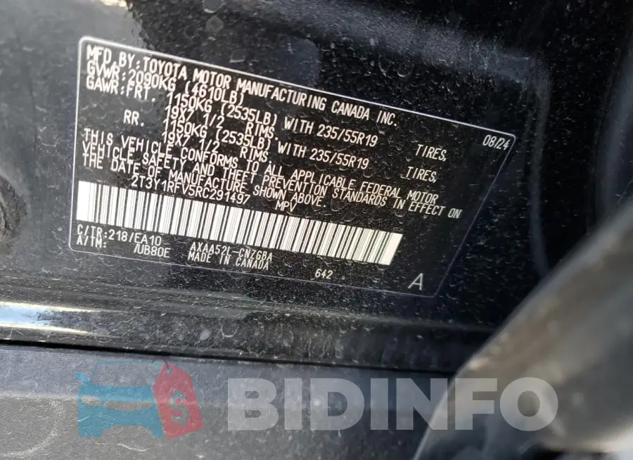 2T3Y1RFV5RC291497 Photo# 13