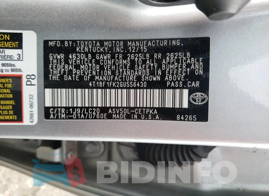 4T1BF1FK2GU556430 Photo# 13