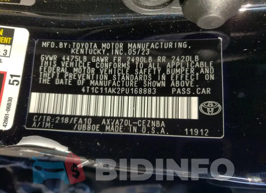 4T1C11AK2PU168883 Photo# 12