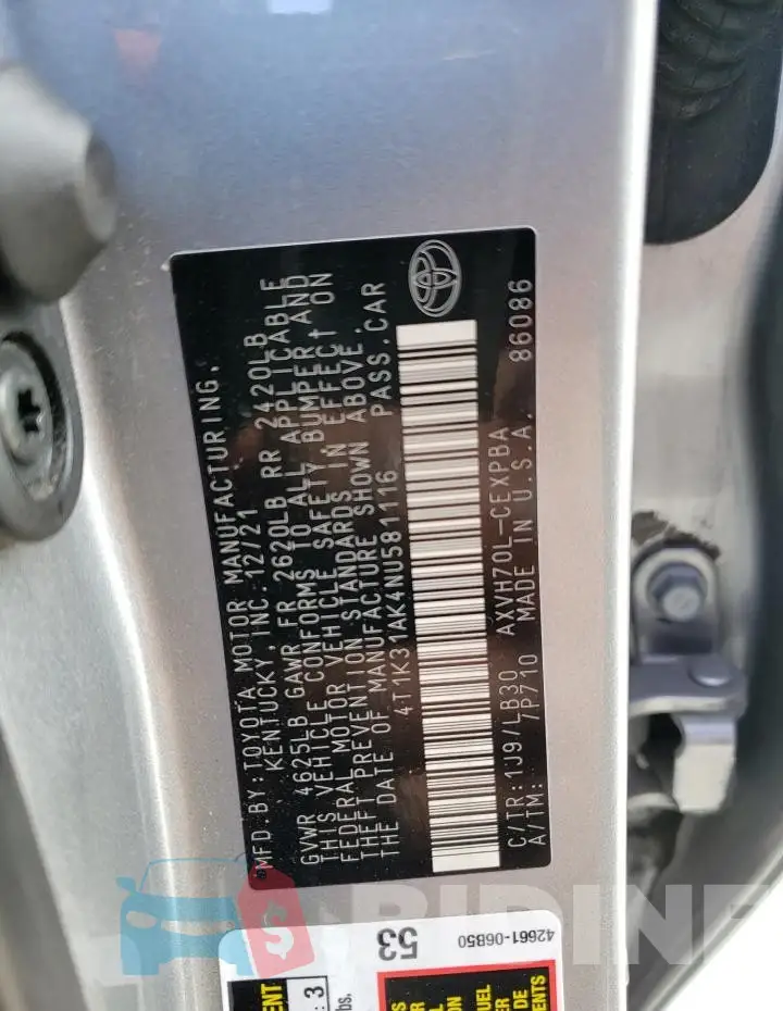 4T1K31AK4NU581116 Photo# 12