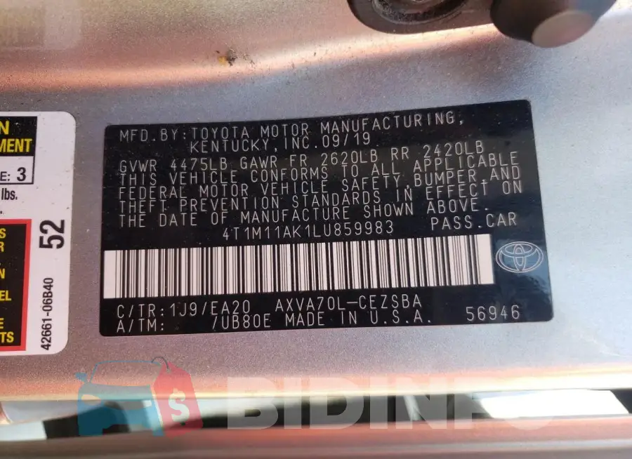 4T1M11AK1LU859983 Photo# 12