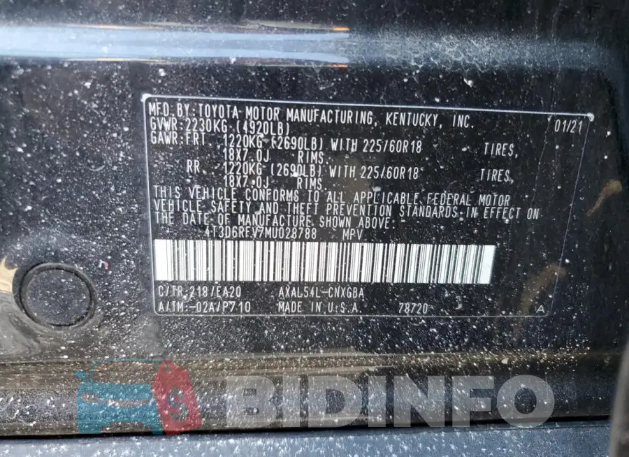 4T3D6RFV7MU028788 Photo# 13
