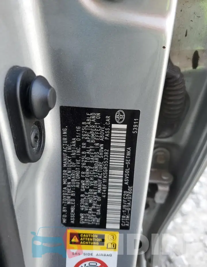 4T4BF1FK5GR553382 Photo# 12