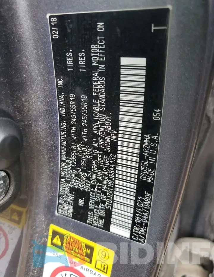 5TDJZRFH8JS844152 Photo# 13
