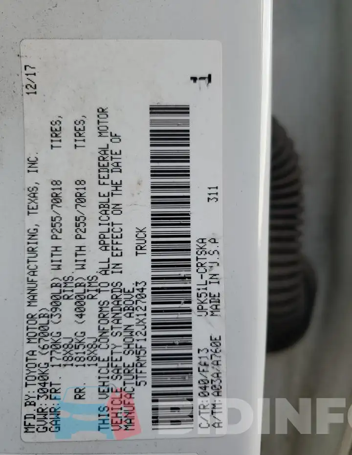 5TFRM5F12JX127043 Photo# 12