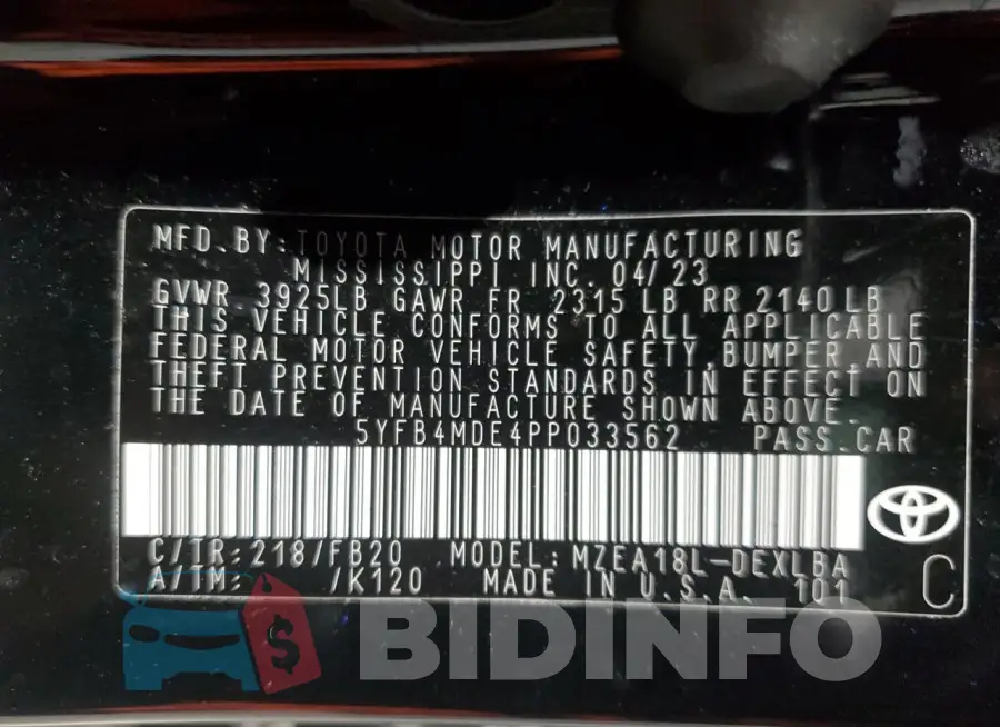 5YFB4MDE4PP033562 Photo# 13