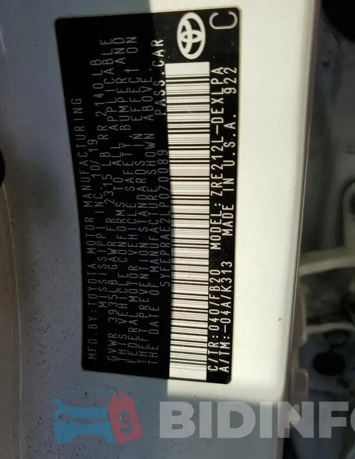 5YFEPRAE2LP070089 Photo# 13