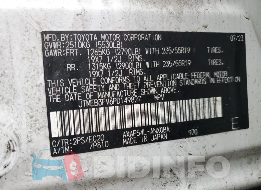 JTMEB3FV6PD149827 Photo# 13