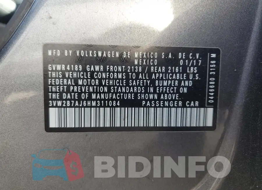 3VW2B7AJ6HM311084 Photo# 12