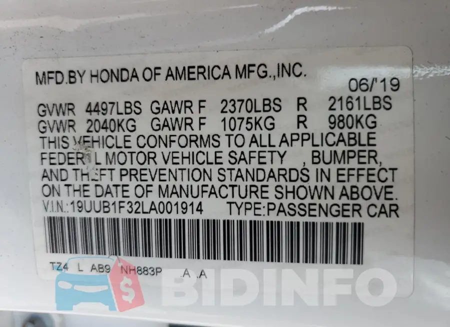 19UUB1F32LA001914 Photo# 12