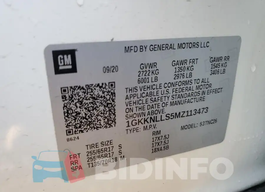 1GKKNLLS5MZ113473 Photo# 13