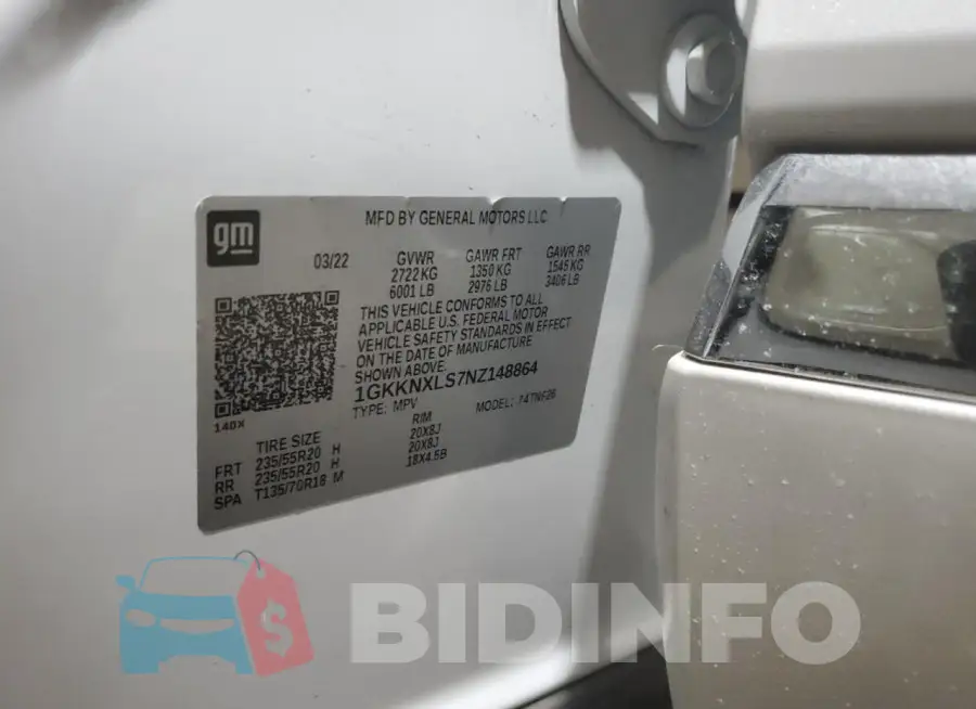 1GKKNXLS7NZ148864 Photo# 13