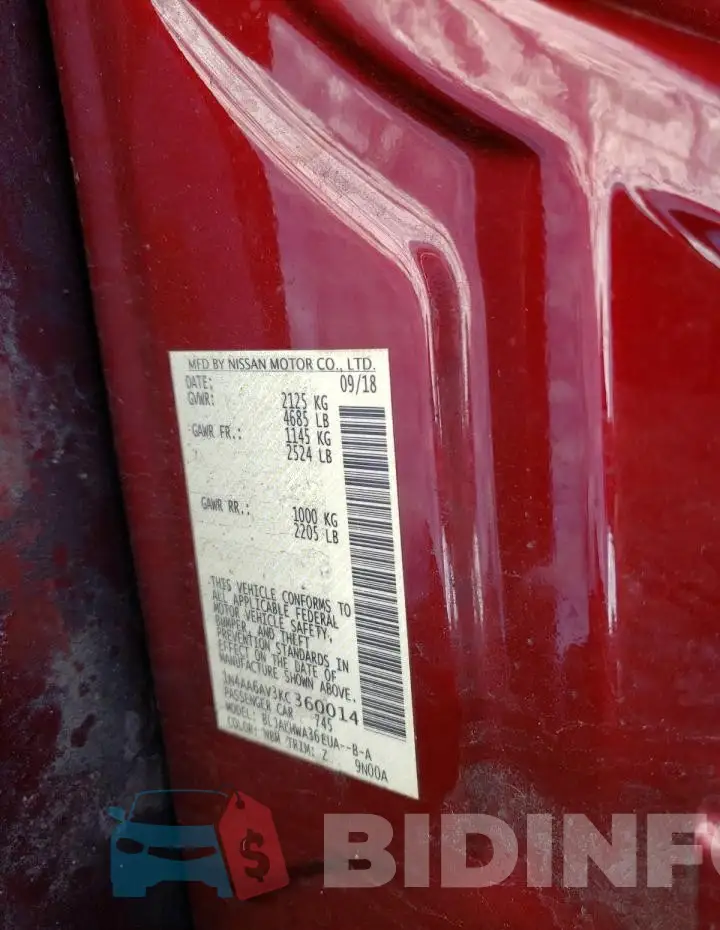 1N4AA6AV3KC360014 Photo# 12