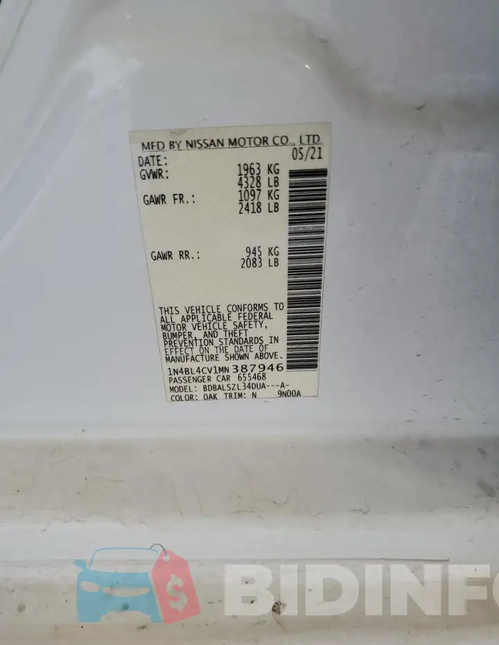 1N4BL4CV1MN387946 Photo# 13