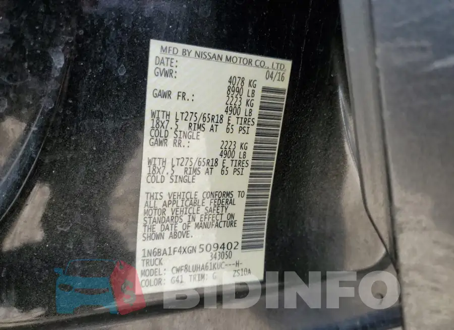 1N6BA1F4XGN509402 Photo# 12